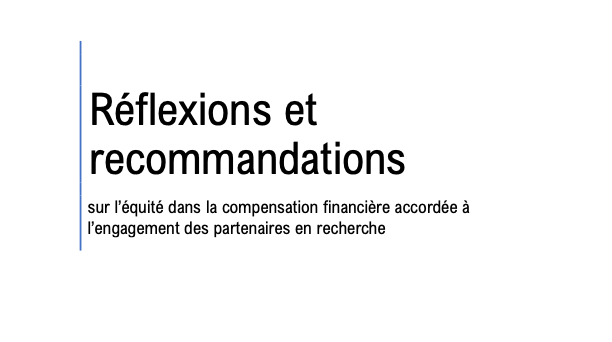 Collectif provincial de réflexion sur les compensations financières des partenaires en recherche